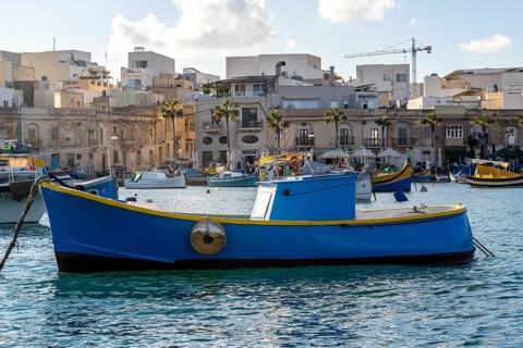 Beautiful view of Marsaxlokk, traditional maltese fisherman village on south of the island, Malta