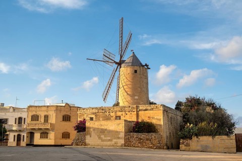 Amazing Ta Kola windmill, museum of local history, Gozo island, Malta