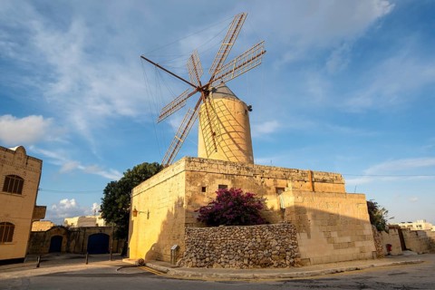 Amazing Ta Kola windmill, museum of local history, Gozo island, Malta