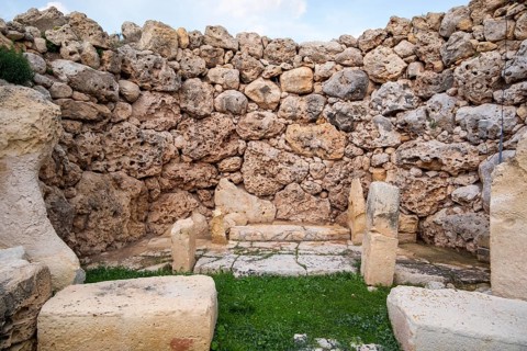 Scenic, ancient Ggantija Megalithic Temples in Gozo, Malta