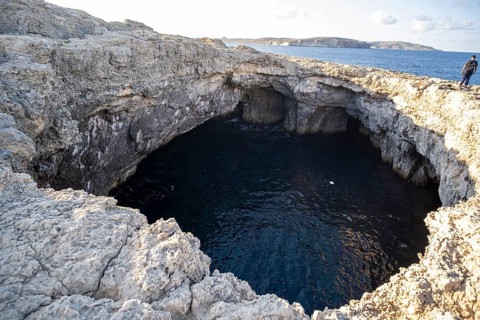 Inland Sea in Dwejra, Gozo, Natural Coastal Sinkhole in Malta