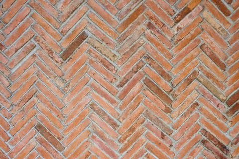 Close-up of a brick wall with a zigzag pattern, Regensburg, Bavaria, Germany