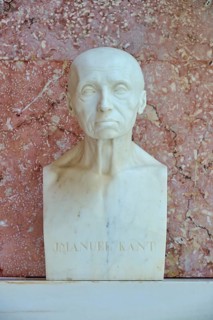 Marble bust of Immanuel Kant against a reddish background, Walhalla, Donaustauf, Regensburg,