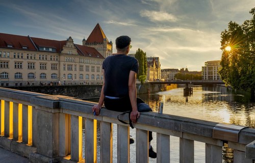 Evening sun at the Bodemuseum, Monbijou Bridge, Museum Island, Berlin, Germany