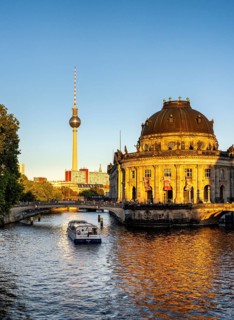 Evening sun at the Bodemuseum, Museum Island, Berlin, Germany