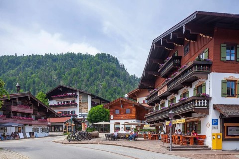 Town hall with catering, Reit im Winkl, Chiemgau, Upper Bavaria, Bavaria, Germany