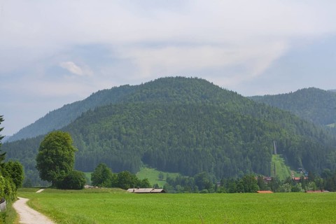 Landscape with mountains and meadow, Reit im Winkl, Chiemgau, Upper Bavaria, Bavaria, Germany