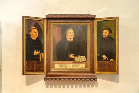 The Luther Shrine, triptych with picture of Martin Luther in the City Church of St Peter & Paul or