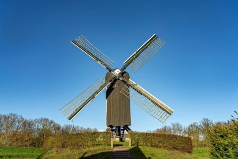 Windmill of the inhabited former fortress Bourtange, Groningen, Netherlands