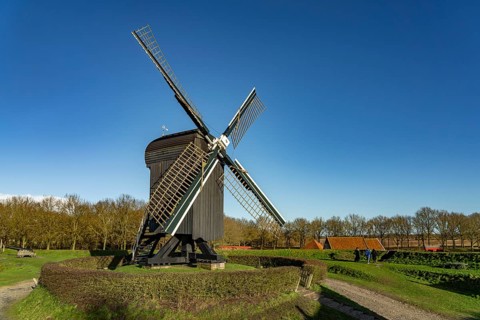 Windmill of the inhabited former fortress Bourtange, Groningen, Netherlands