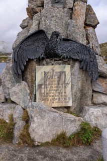 Aviation memorial, memorial to the Vaud aviator Adrien Guex 1928 at Lago della Piazza, Gotthard