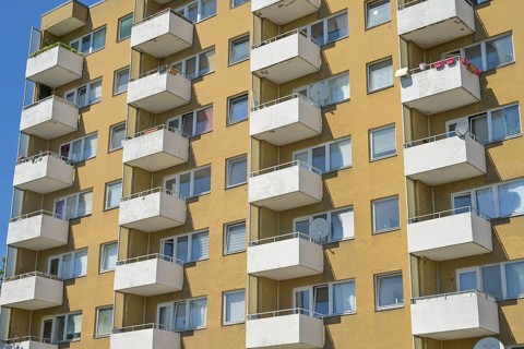 Residential building, prefabricated building, balconies, Olbersstraße, Charlottenburg,
