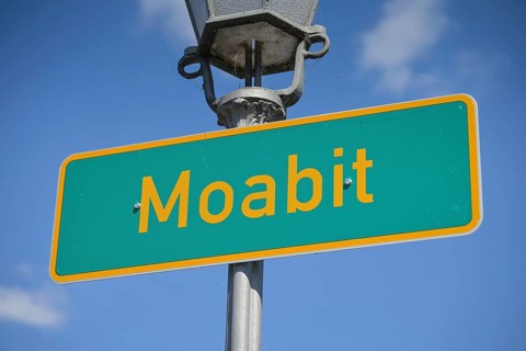 Sign, Moabit district, Mitte, Berlin, Germany