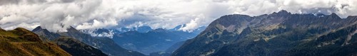 View over Passo Scimfuss into the upper Leventina, on the left Ritom area, on the right Bedretto,