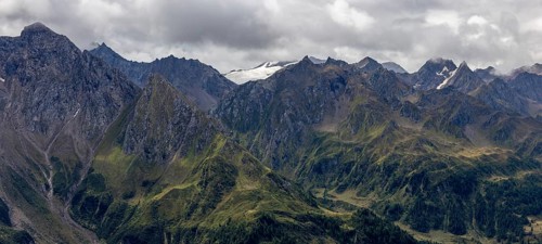 View over the Bedretto valley into the Cristallina area, Basodino glacier in the background,