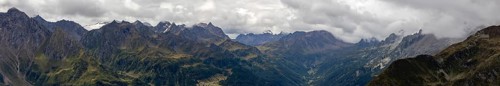 Panoramic view over the Val Bedretto, on the left Cristallina area with Basodino glacier, on the
