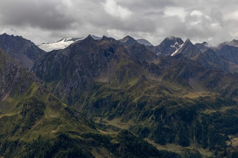 View over the Bedretto valley into the Cristallina area, Basodino glacier in the background,