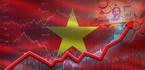 Vietnam financial growth on market graph. Vietnam economic growth on financial graph