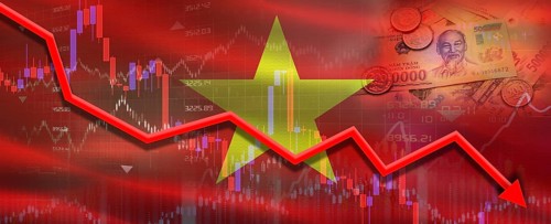 Vietnam financial crisis on economic graph. Financial fall of Vietnam on economy market