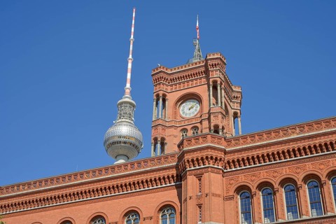 Television tower, Rotes Rathaus, Rathausstraße, Mitte, Berlin, Germany