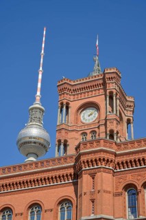 Television tower, Rotes Rathaus, Rathausstraße, Mitte, Berlin, Germany