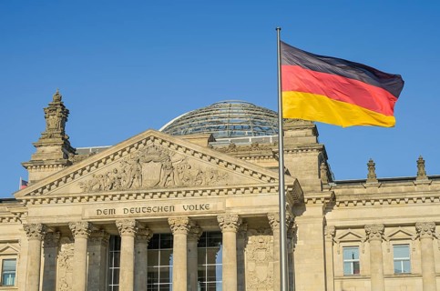 National flag, Black Red Gold, Reichstag building, Inscription, To the German people, Centre,
