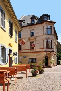 Ettlingen, Germany - August 13th 2025: Beer and wine bar in called 'GoldBlond' in Ettlingen old
