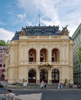 Karlovy Vary Municipal Theatre in the New Rococo style, old town, spa, healing spring, health,