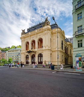 Karlovy Vary Municipal Theatre in the New Rococo style, old town, spa, healing spring, health,