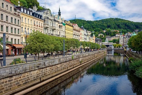 Old town, spa, healing spring, health, mineral, mineral water, illness, Karlovy Vary, Bohemia,