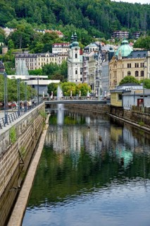 Old town, spa, healing spring, health, mineral, mineral water, illness, Karlovy Vary, Bohemia,