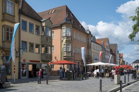 Pedestrian zone, Maximilianstraße, Bayreuth, Upper Franconia, Franconia, Bavaria, Germany