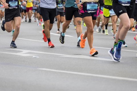 Runners' shoes on the Großer Stern at the 51st BMW Berlin Marathon 2025 on 21 September 2025
