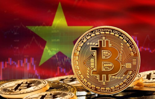 Investors in cryptocurrency and Blockchain Technology in Vietnam, Concept. Bitcoin with Vietnam