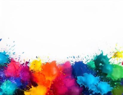 Bright watercolor art showcasing vibrant hues blending with artistic paint splashes, perfect for