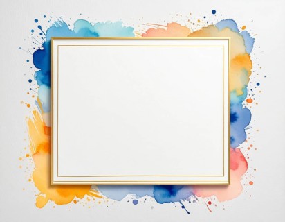 Watercolor splash with framed blank center, a modern art print for creativity, elegance, and