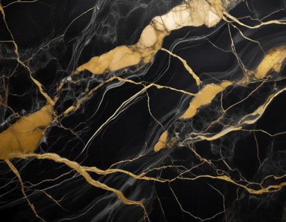Abstract black marble texture with intricate gold veins and luxurious visual appeal, perfect for