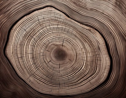 Detailed view of a tree cross-section highlighting its growth rings. Ideal for illustrating