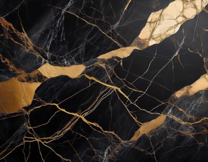 Abstract black marble texture with intricate gold veins and luxurious visual appeal, perfect for