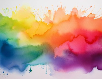 Bright watercolor art showcasing vibrant hues blending with artistic paint splashes, perfect for
