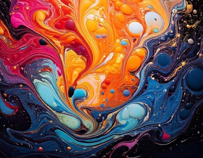 Abstract Marble Waves Acrylic Background. Abstract fluid art with swirling colors and bubbles,