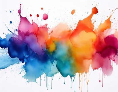 Vivid and colorful watercolor splashes blending into a visually dynamic abstract pattern, AI