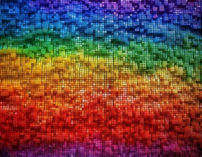 Colorful mosaic design showcasing an abstract gradient pattern with vibrant rainbow hues for visual