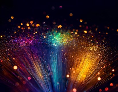 A colorful explosion powder on black background.. Multicolored powder explosion, AI generated