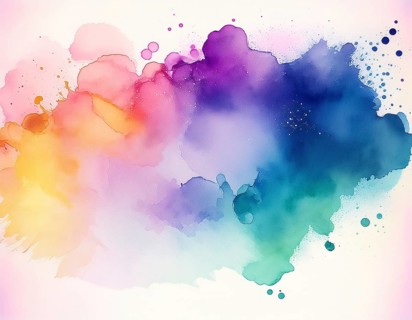 Bright watercolor art showcasing vibrant hues blending with artistic paint splashes, perfect for