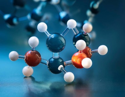 Visual representation of a molecular structure showcasing chemical bonds and atoms, ideal for
