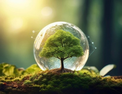 Ecology and Environment concept. Environment Earth Day In the hands of trees growing seedlings,