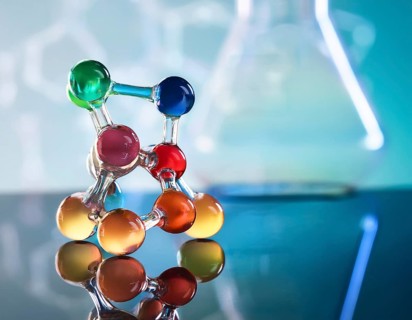 Visual representation of a molecular structure showcasing chemical bonds and atoms, ideal for