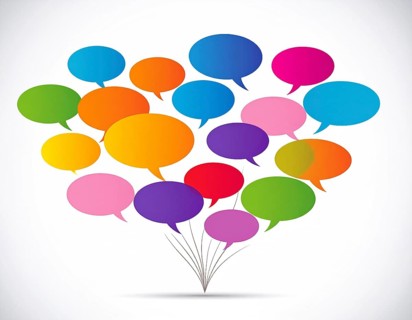 Speech bubble concept image symbolizing communication, dialogue, conversation, chat messages, and