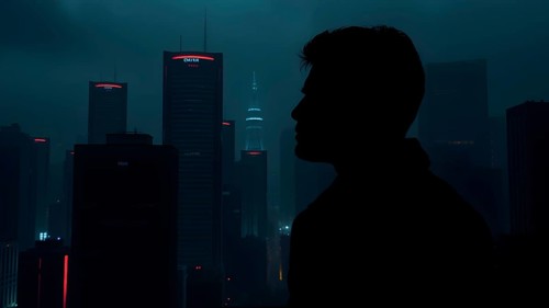 Celebrate ambition with man silhouette cityscape art, a motivational poster symbolizing dreams,